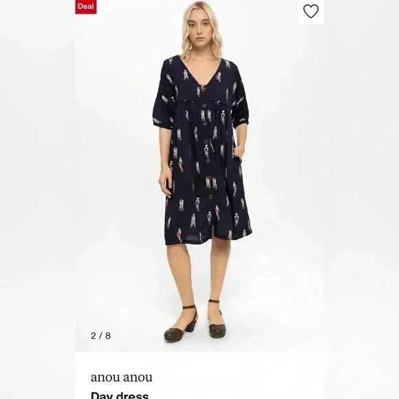 anou anou Sitting Women Elegance Buttons artsy 
Midi Dress New With Tag Size L - Picture 2 of 7